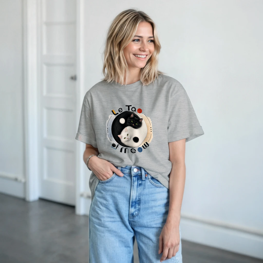 "Le Tao of Meow" Heavyweight Unisex Crewneck T-shirt | Gildan® 5000
