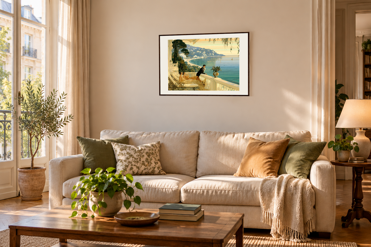 "Sur la Côte d'Azur, 1922" Premium Matte Paper Wooden Framed Poster A2 (42 x 59.4  cm)